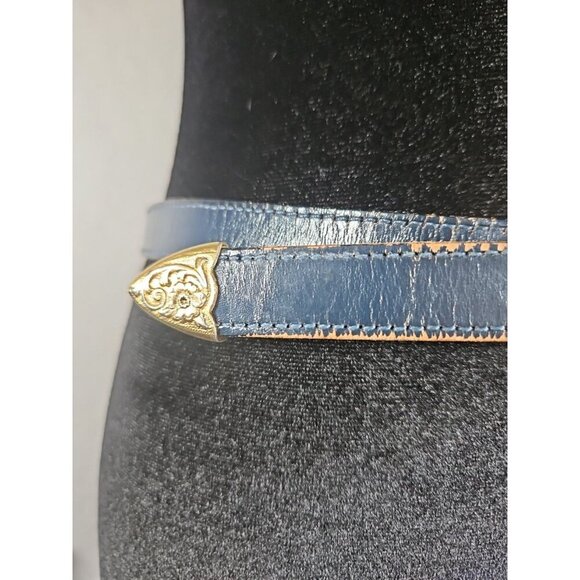 womens dun dee blue gold belt gold detail size 30 leather - Picture 4 of 5